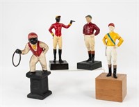 4 Painted Cast Iron Jockey & Lawn Jockey Figures