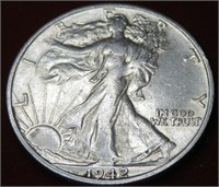 1942 S AU Grade Walking Liberty Half Dollar