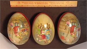 (3) 6” Papier Mache Easter Eggs.  Made In Germany.