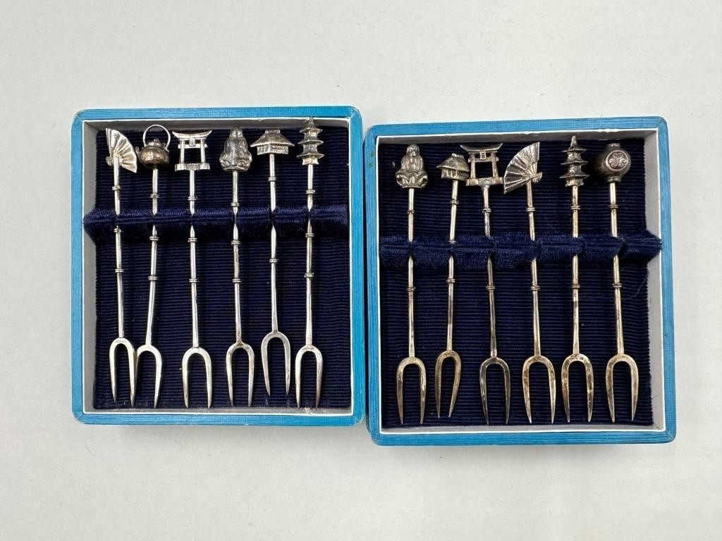 Pair of Sterling Silver Cocktail Fork Sets