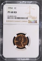 1954 LINCOLN CENT NGC PF68 RD