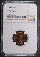 1952 LINCOLN CENT NGC PF67 RD