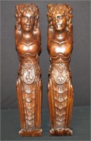 2pc Carved Lady Figurals 24.5"