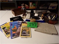 ASSORTED DESK ITEMS & MAPS