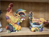 Rooster and Hen Decor Piece