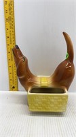 A.L.HIRSCH 1950s CERAMIC DACHSHUND PLANTER 9X7