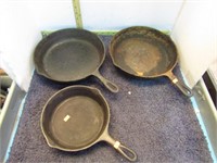 3-- CAST IRON SKILLETS