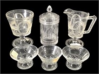 6 Pc EAPG Richards Hartley Glass Cupid & Venus