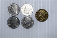 5 Italy Coins 1941-1942, 10 Centesimi(1), 20