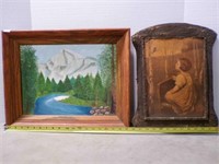MED painting wood frame, wood with pic. print
