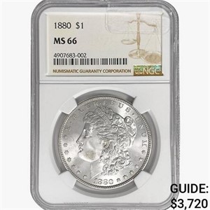 1880 Morgan Silver Dollar NGC MS66
