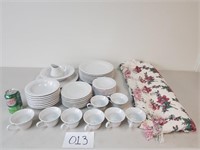 44 Piece Dinnerware Set & Tablecloth  (No Ship)