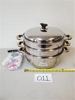 Stainless Multi Tier Steamer Pot & Oven Mitts