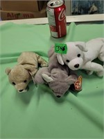 3 Ty Beanie Babies, Color Me, Med, Almond
