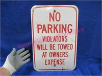 vintage "no parking...towed" sign (12in x 18in)