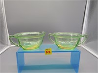 Uranium Glass Cremer and Suger