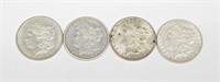 FOUR (4) BETTER MORGAN DOLLARS - 1884 to 1896