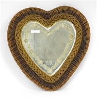 Extremely rare Victorian wicker mirror, heart