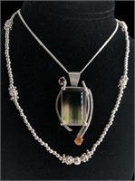 Sterling Silver Necklace w/ Topaz, Citrine, Garnet