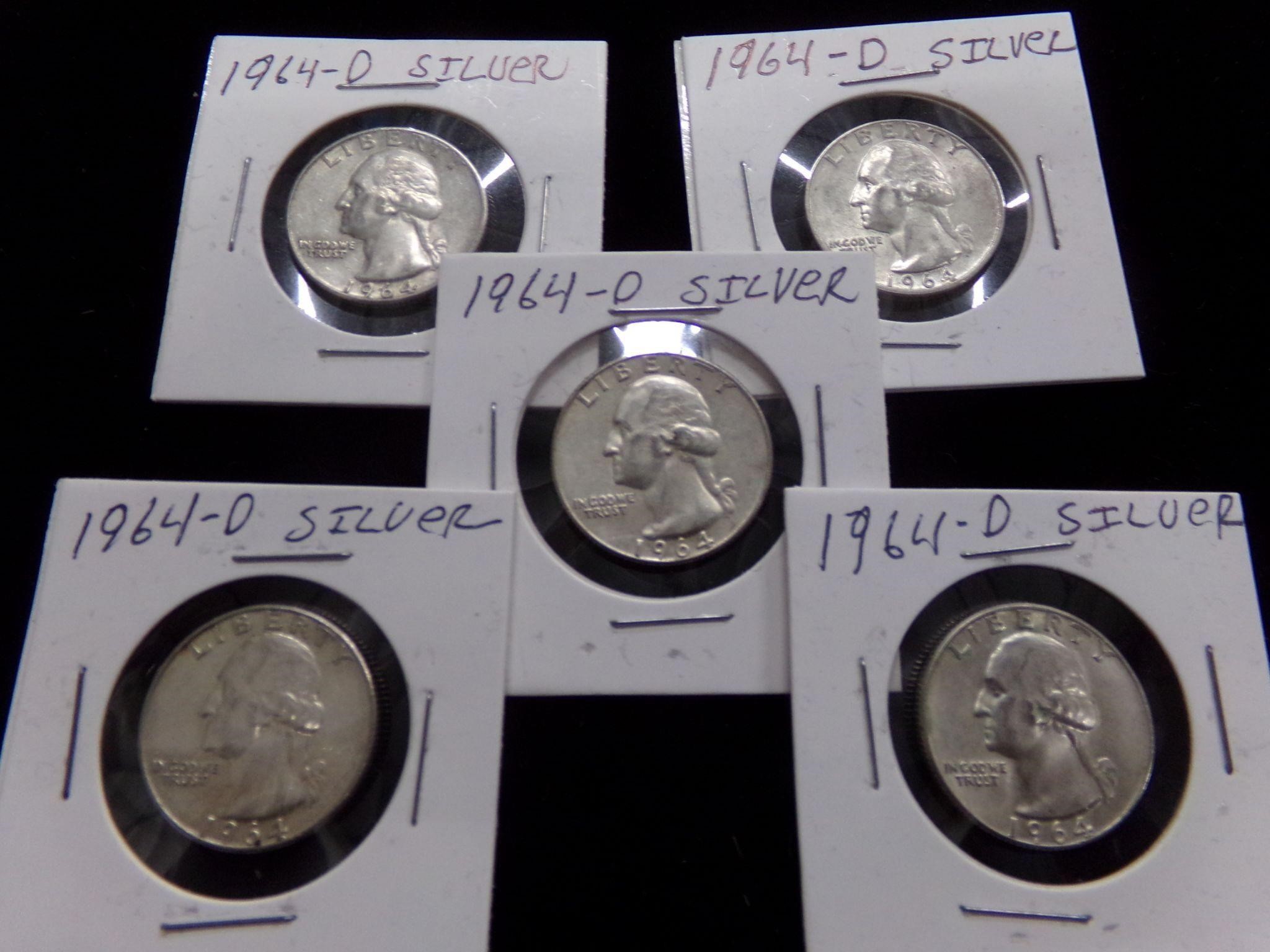 5-1964D silver Quarters