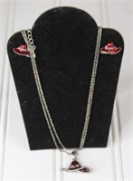 Red Hat Ladies Necklace & Earrings Set