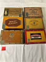 Six Vintage Cigar Boxes