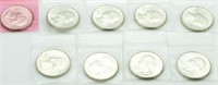 (10) 1960-D BU Washington Silver Quarters