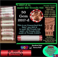 THIS AUCTION ONLY! BU Shotgun Lincoln 1c roll, 201