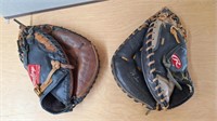 2 RAWLINGS RENEGADE LEATHER CATCHER MITTS