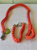woven rope orange dog leash & matching collar new