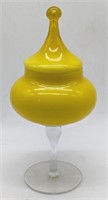 (H) Vtg Empoli Optic Art Glass Apothecary Jar 10
