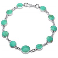 Oval & Round Turquoise Tennis Bracelet