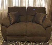 Brown loveseat recliner 56”x32”x36”H