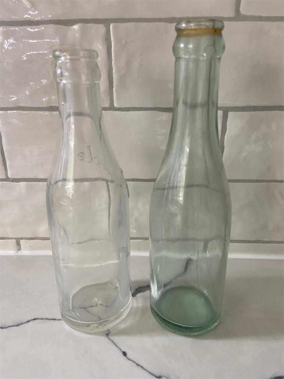 Vintage Lederle Labs NY Embossed Bottle Pair