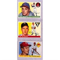 (3) 1955 Topps Baseball Cards High Grade