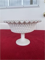 Fenton large white hobnail compote