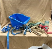 Feed bucket and horse tack