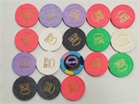 20 Various Las Vegas Nevada Casino Chips