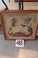 Vintage Framed 'Dog' Needlepoint