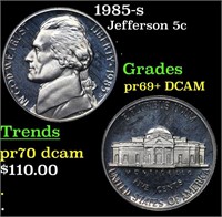 Proof 1985-s Jefferson Nickel 5c Grades GEM++ Proo