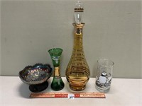 BEAUTIFUL GLASS LOT INCL DECANTER AND MORE