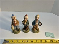 3 Vtg Porcelain Clowns