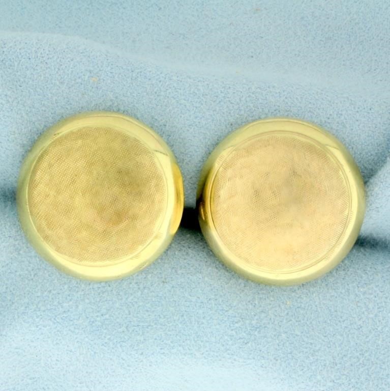 Button Design Earrings in 14K Yellow Gold