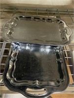 Set of 2 heavy duty silver frame trays