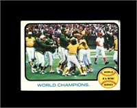 1973 Topps #210 A's World Champions VG to VG-EX+