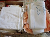 (2) Boxes w/ Table Cloths, Doilies, Curtains