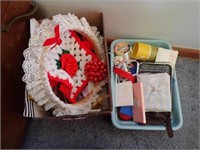 (2) Boxes w/ Sewing Supplies, Embroidery Hoop,