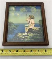 1940’s Girl and Bubbles Framed 6.5 x 7.5 inches