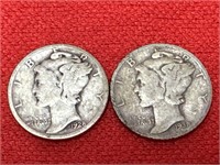 1928 & 1938-S Mercury Silver Dimes