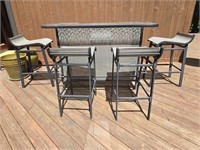 Patio bar with five chairs 30x60x38"